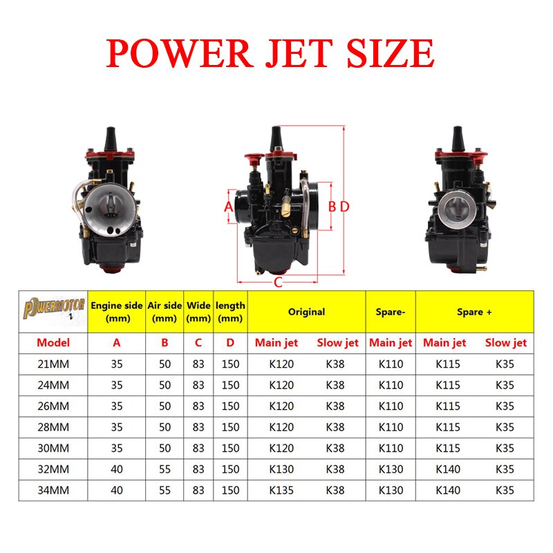 Carburateur Mikuni PWK moto | 24 26 28 30 32 34mm, partie de moteur de moto, carburateur avec Power Jet Dirt Bike ATV