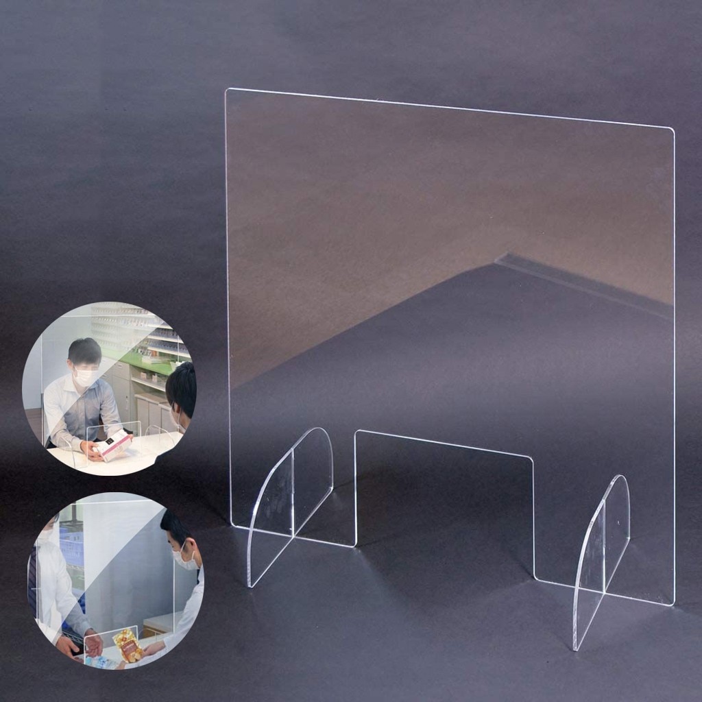 Acrylic Sneeze Guard Shield Clear Perfection Reception Side Counter Sprayed UV Cut Transparent Protection Screens 400x420mm