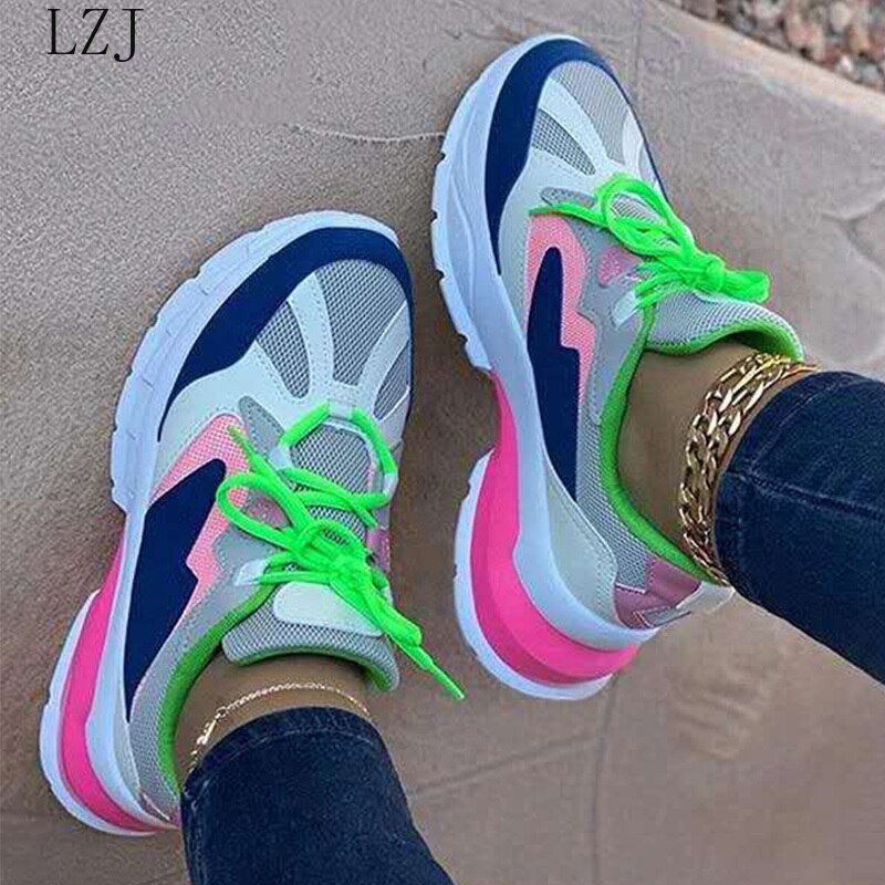 Frauen Sneaker Plattform Vulkanisierte lässig Flache Sport Laufschuhe Plus Größe Damen Komfort Atmungsaktive Schuhe