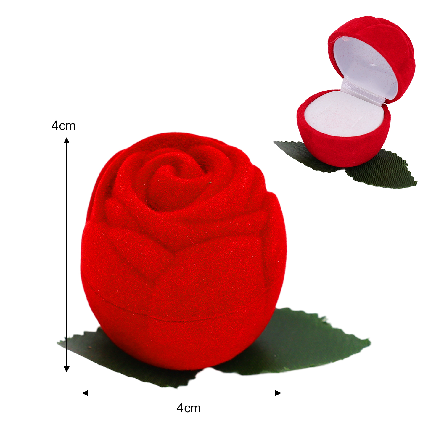 Flocking rose blomst ringæske smykker halskæder øreringe organizer vielsesringæske disk display emballage valentinsdag: L / Sort