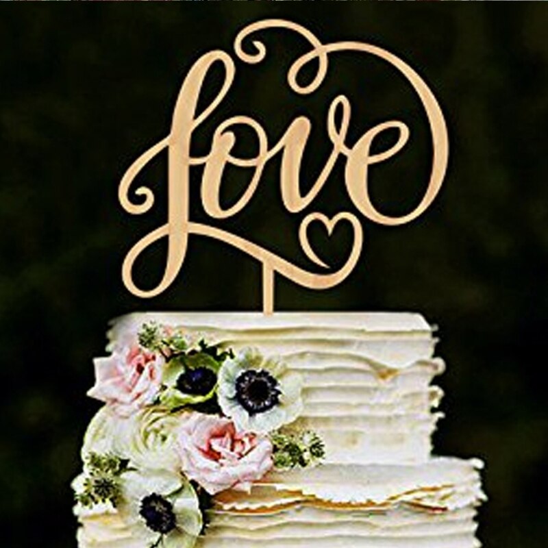 Rustic Love Cake Topper Groom Bride Wooden Wedding Decorating Engagement Party