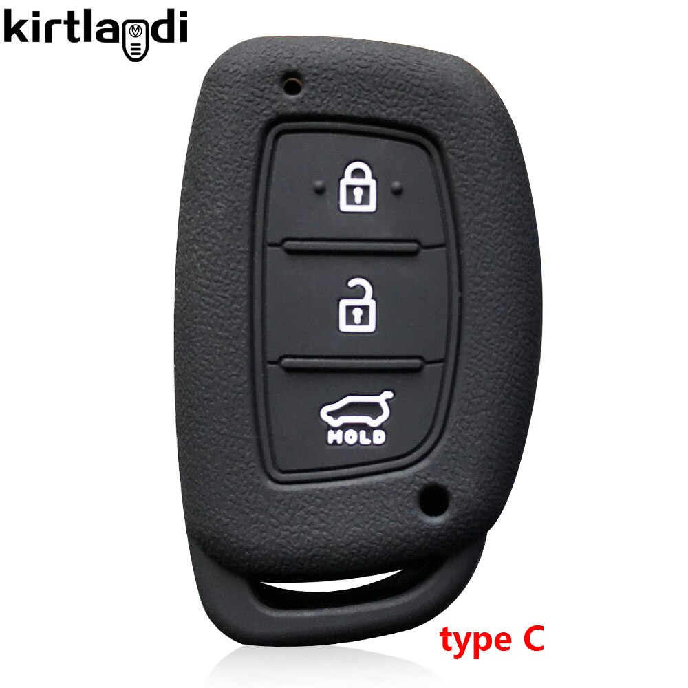 Kirtlandi – housse de protection en Silicone pour clé de voiture, pour Hyundai Solaris I10 I20 Ix25 Elantra, accessoires: type C black