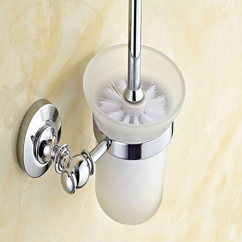 Bathroom Accessories Chrome Brass Collection, Towel Ring, Paper Holder, Toilet Brush, Coat Hook, Bath Rack, Soap Dish aset005: Toilet Brush Holder