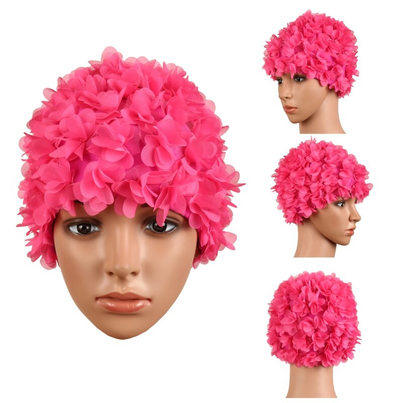 Vintage blomster damer kvinde svømmehætte kronblad retro svømmehat blomst badehætte attraktiv hat