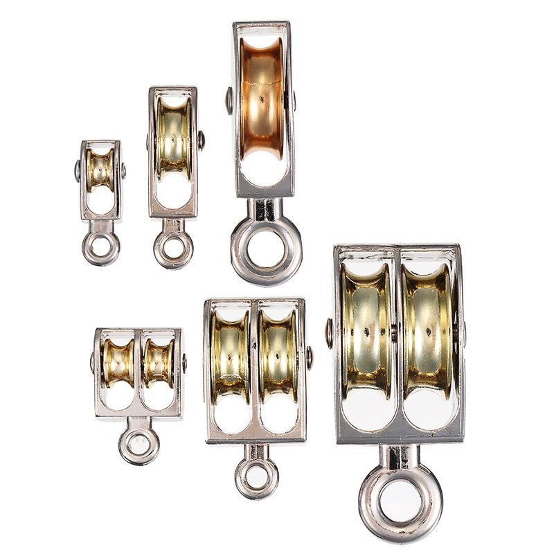Dubbele / enkele wiel roterende vaste katrol metalen hefwerktuig touw hangende hefwiel schijf tuigage zinklegering 36mm/52mm/75mm