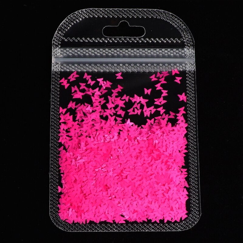 Fluorescenza di Figura Della Farfalla a Forma di Cuore Unghie Artistiche di Scintillio Fiocchi di 3D neon Paillettes Polacco del manicure della Decorazione Del Chiodo: YGBF7