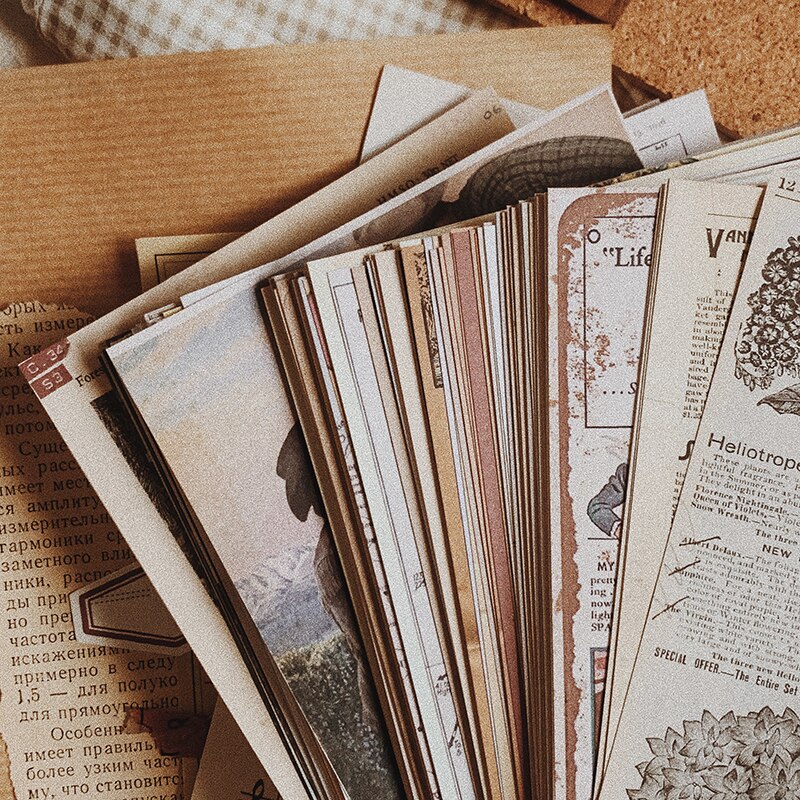 175Pcs Retro Newspaper Craft Paper Junk Journal Ephemera Vintage Flower Music DIY Album Diary Scrapbooking Material Paper Packs
