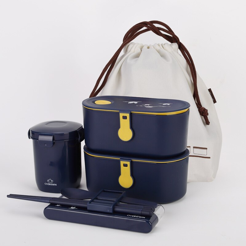 ONEUP Japanese Style Lunch Box Eco-friendly Bento Box Leakproof Food Container Microwavable Thermo Container For Food: Blue five-piece Set