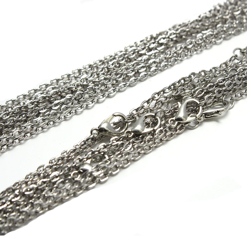 10 Uds. De collar de cadena de eslabones ovalados de Color bronce antiguo negro de 2x3mm con cierre de langosta de 50cm apto para colgantes DIY, accesorios para hacer joyas