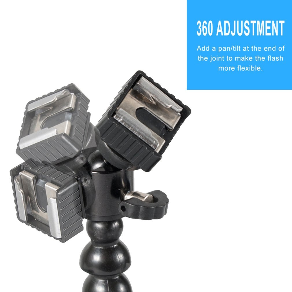 Flexible Dual Arm Camera Flash Bracket Holder Two Shoe Mounts Bracket with Ball Head for Speedlite DSLR Macro Shooting
