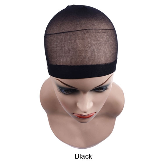 Red elástica para el cabello para mujer, gorro tejido con forro negro, redes para el cabello cómodas, gorro de peluca de rejilla con extremo abierto,: Borgoña