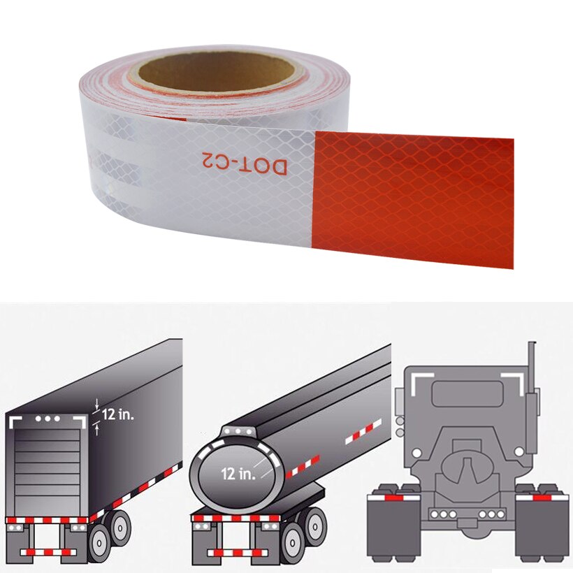 50mm X 3m DOT Reflective Car Truck Motorcycle Sticker Safety Warning Signs Conspicuity Tape Roll