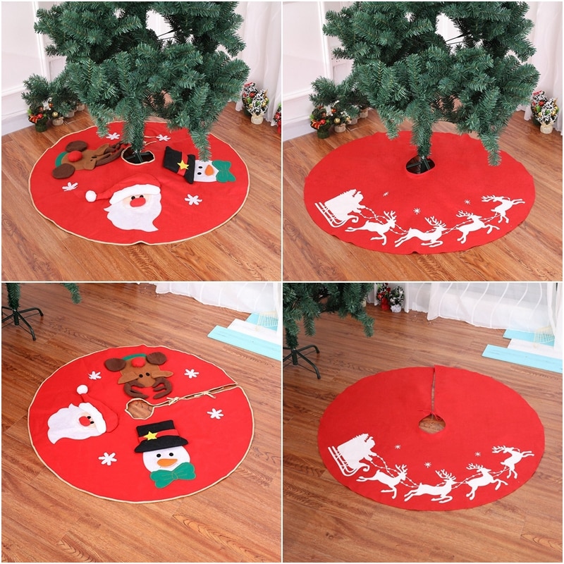 Alfombra configuras de Navidad Santa Claus ciervos esteras redondas decoración del Festival de Año alfombras rojas no tejidas falda del árbol de Navidad para