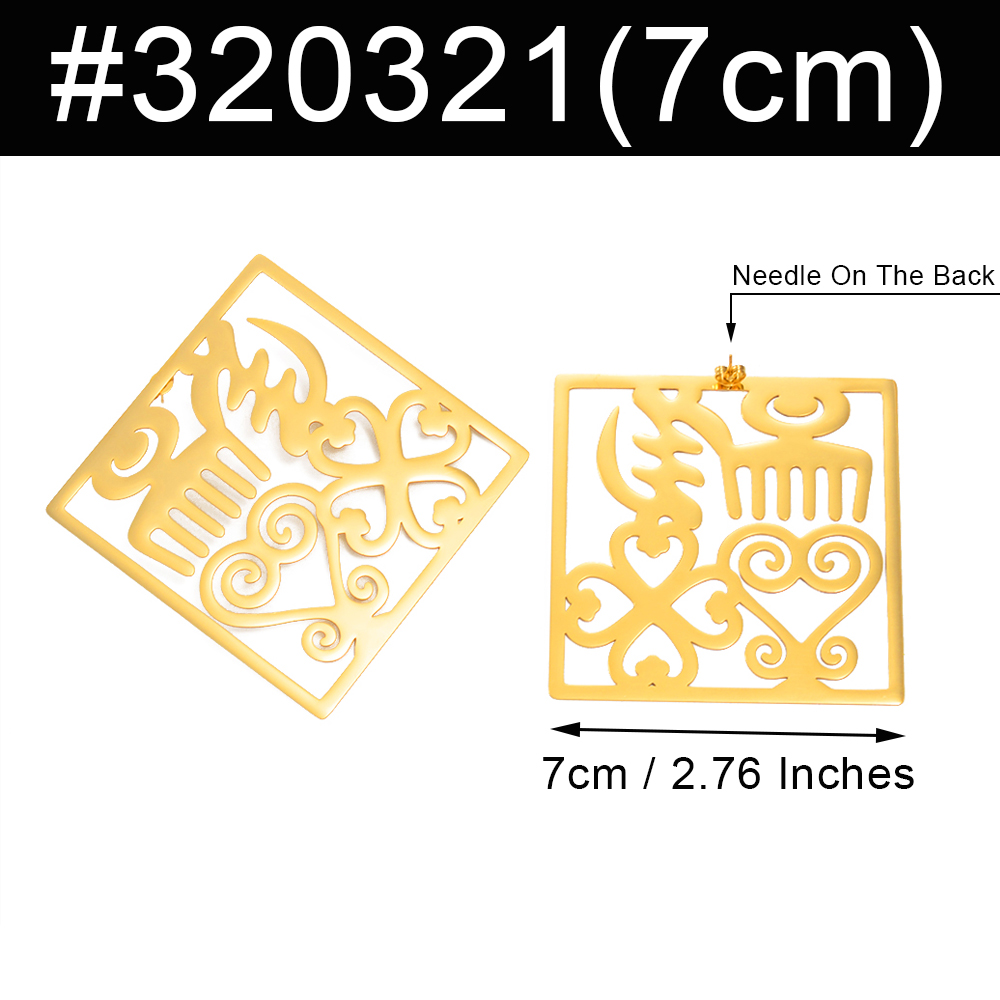 Anniyo 7CM Exaggerated Traditional Symbol Big Earrings African Ornaments Ancient Egyptian Jewelry Gye Symbol Ankara #320321: Gold-color