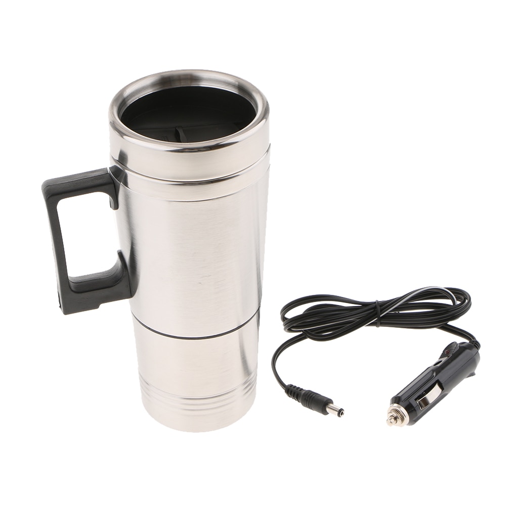 12v Electric Heating Cup Car Electric Thermal Heated Travel Mug Cup for Van Caravan Stainless Steel Travel Mugs