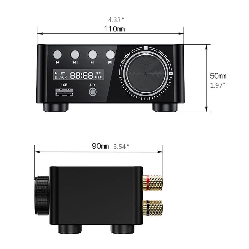 Hifi bluetooth 5.0 klasse d digital effektforstærker stereomodtager usb tf -kort  m5td