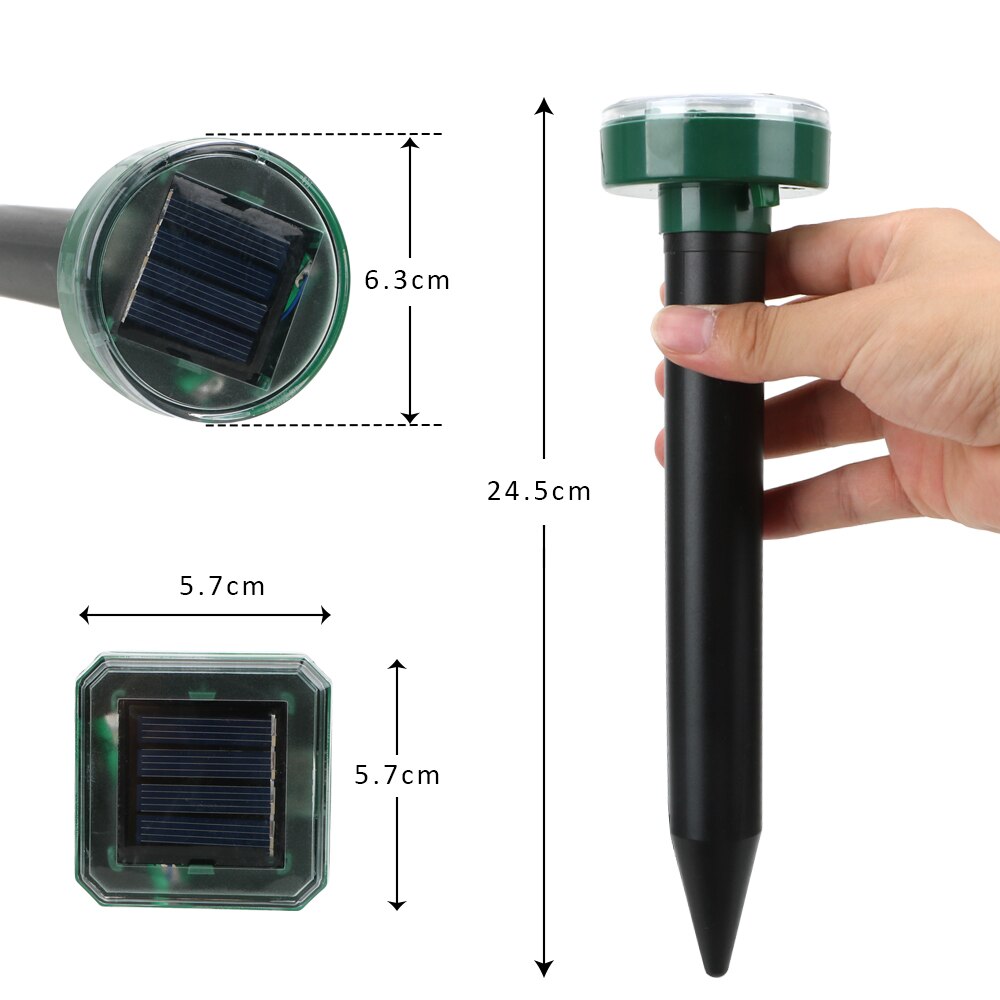Ultrasone Sonic Muis Mol Ongediertebestrijding Solar Snake Mosquito Vogel Mieren Controle Tuin Yard Val Spike Tuin Ongediertebestrijding