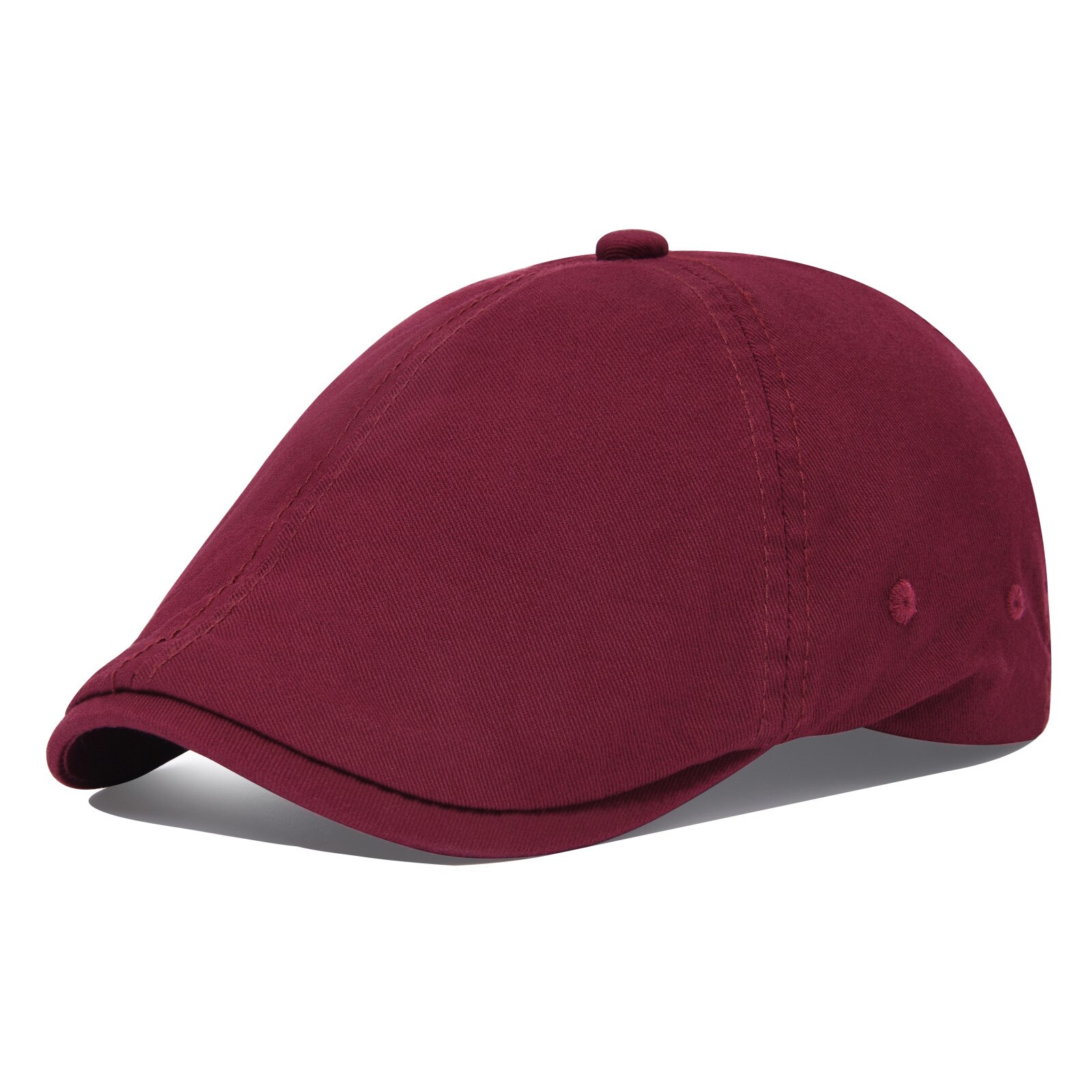 VOBOOM – bérets en coton pour homme et femme, casquette plate en sergé de coton, style Cabbie, décontracté, ajustable, élastique, printemps été: Burgundy