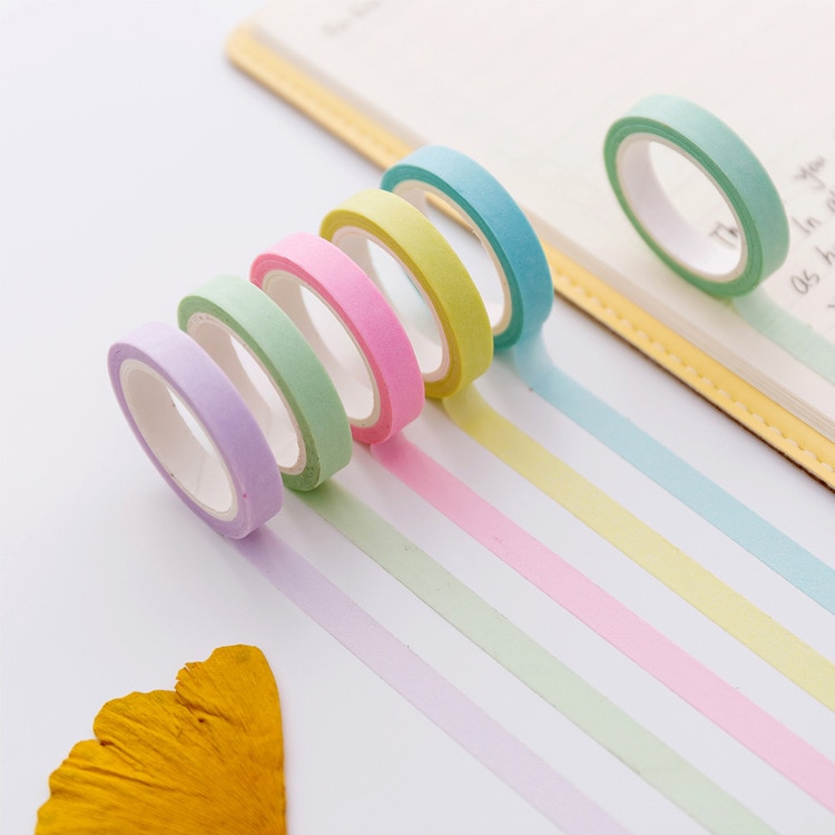 12 stks/pak Candy Regenboog Eenvoudige Kleur Washi Tape DIY Scrapbooking Sticker Label Afplakband School Office Supply