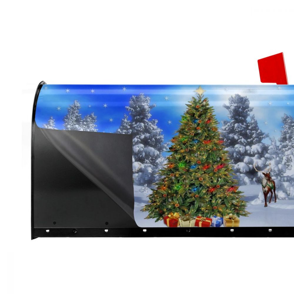 Christmas In The Snow Mailbox Cover Happy Year Mailbox Wraps Magnetic Post Box Cover for Garden Yard