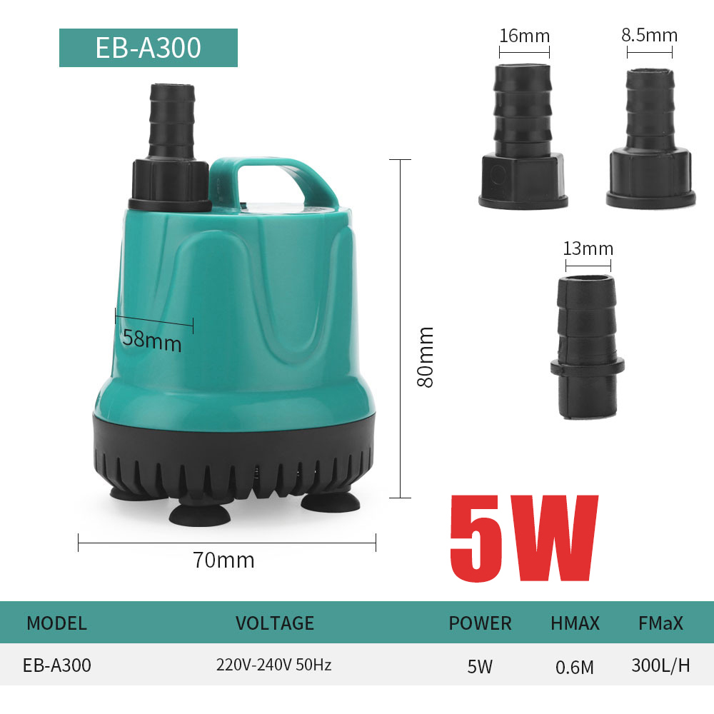 Submersible Fish Tank Pump 360° Aquarium Bottom Suction Filter 5w-60w Silent Bottom Suction Pump Aquarium Suction Pump: EB-A300 5w