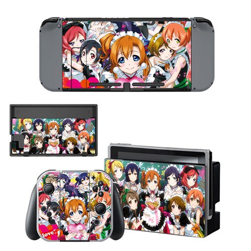 Anime Cute Girl Lovelive Decal Vinyl Skin Sticker for Nintendo Switch NS Console+Controller+Stand Holder Protective Film: YSNS0530