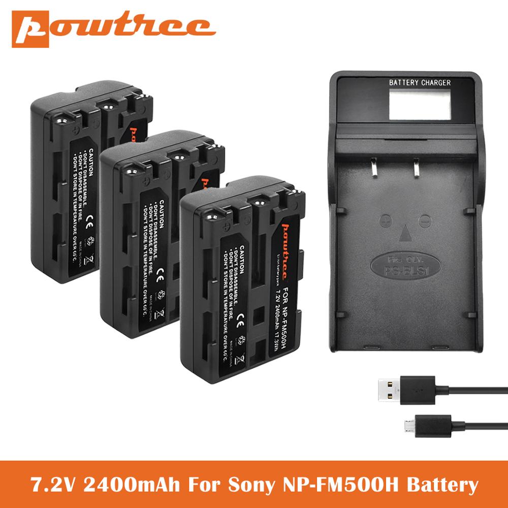 NP-FM500H Batterij + Lader Voor Sony Alpha A900 A57 SLT-A57 A58 SLT-A58 A65 SLT-A65 A68 SLT-A68 ILA77 SLT-A77 Ii Digitale camera: 3X Battery-Charger