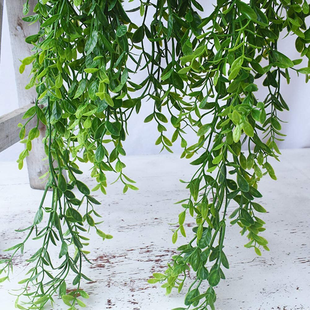 2pcs Artificial Plant Vines Wall Hanging Simulation Rattan Leaves Branches Green Plant Ivy Leaf DIY Garden Home Decoration