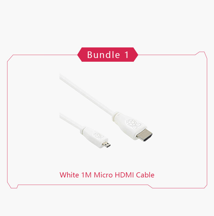 Officiële Raspberry Pi 4, 5 Micro HDMI naar standaard HDMI (A/M) 1 m en 2 m kabel: Bundel 1