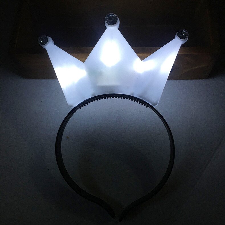 Colorful Princess Tiara Crown LED Flashing Headband Kids Adult Light Up Birthday Rave Glow Party Year Christmas Xmas Navidad: white