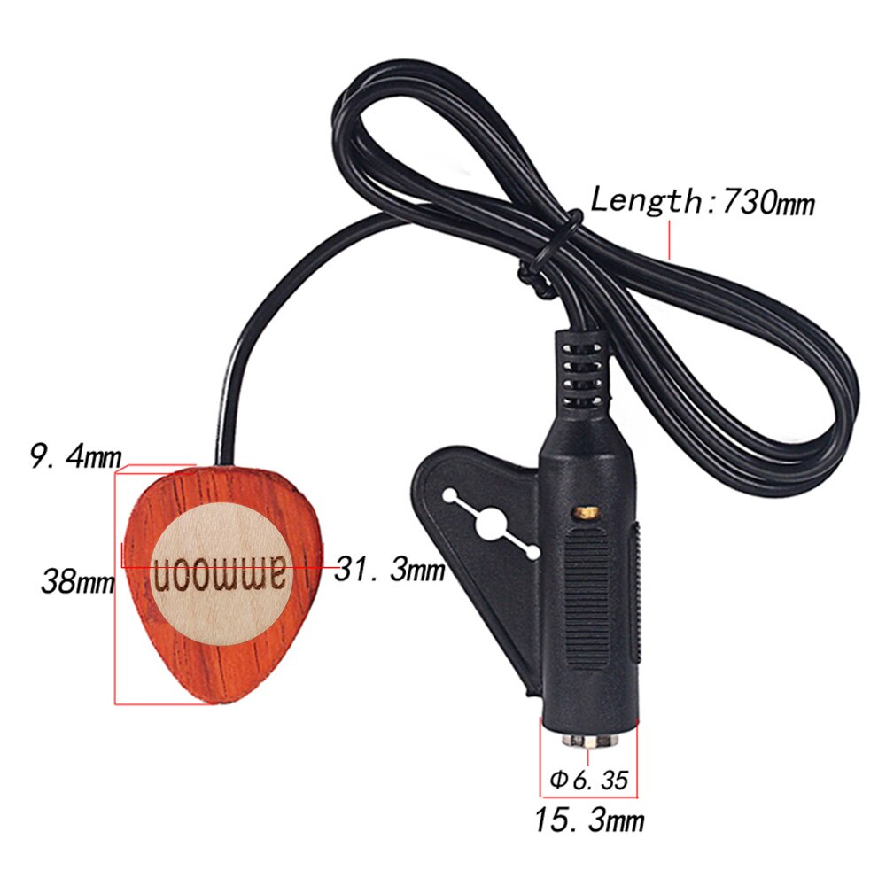 ammoon Mandolin Guitar Pickup Wood Piezo Contact Microphone Pickup 6.35mm Port for Guitar Ukulele Violin Banjo Mandolin