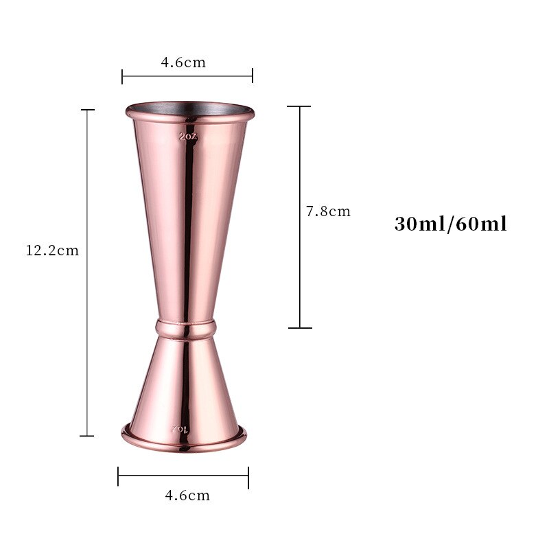 Slim Stainless Steel Measuring Cup Commercial Jigger Cocktail Bar Jigger Double Spirit Bartender: Rose gold