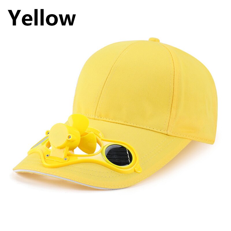 Sunscreen Solar Powered Fan Hat Summer Outdoor Sport Hats Sun Protection Cap With Solar Cool Fan Bicycling Climbing Baseball Cap: Yellow