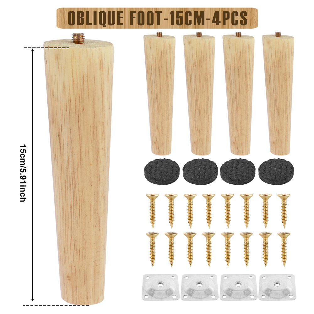 4/8 Stuks Houten Meubelpoten 8/15/20/25 Cm Schuine/Rechte Tafelvoeten Antislip Stoel Voeten Met Accessoire Beschermende Pad Voor Bank: Heldere Gouden