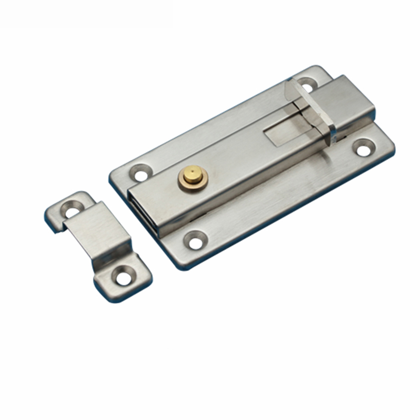 4 Inch Rvs Deurslot Sliding Lock Barrel Bolt Automatische Voorjaar Klink Veiligheid Slot Voor Hotel Kantoor Thuis Kabinet