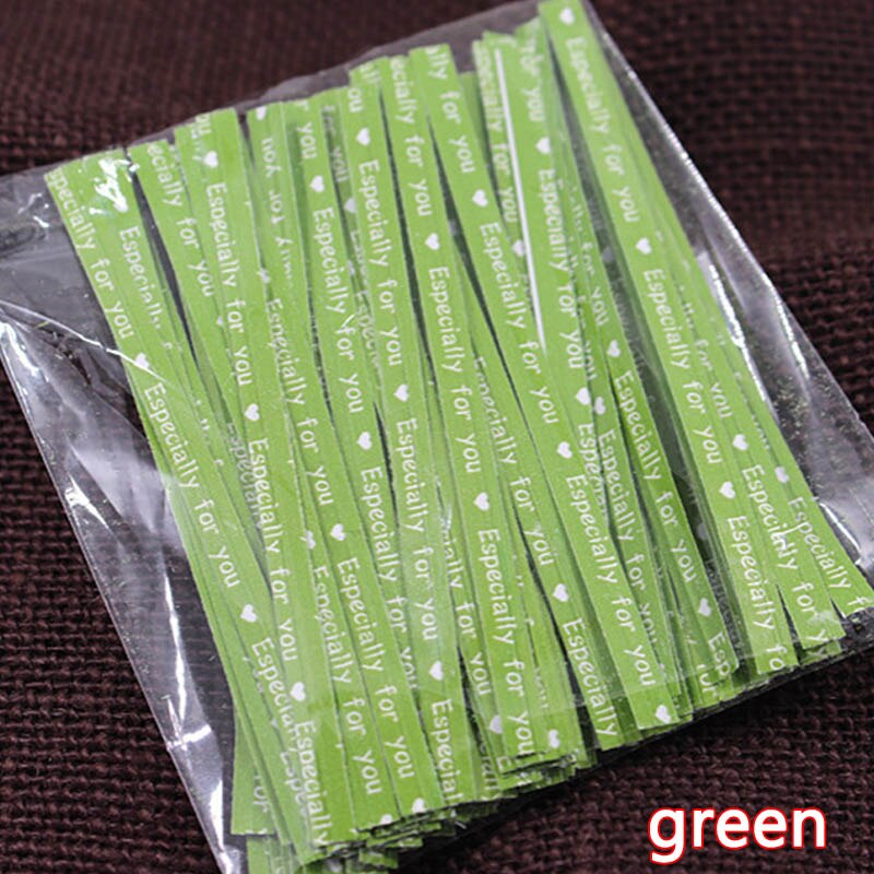 100Stck/tasche Küche Spielereien Kuchen Twist Krawatte Draht metallisch Twist Krawatten Lutscher Nachtisch Zubehör Befestigungen Abdichtung Werkzeuge: Grün