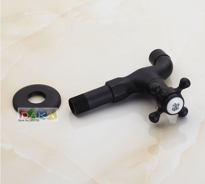 Wall Mounted Black Antique Brass Washing Machine Taps Single Handle Bibcocks Cold Water Faucet /Mop Pool Taps