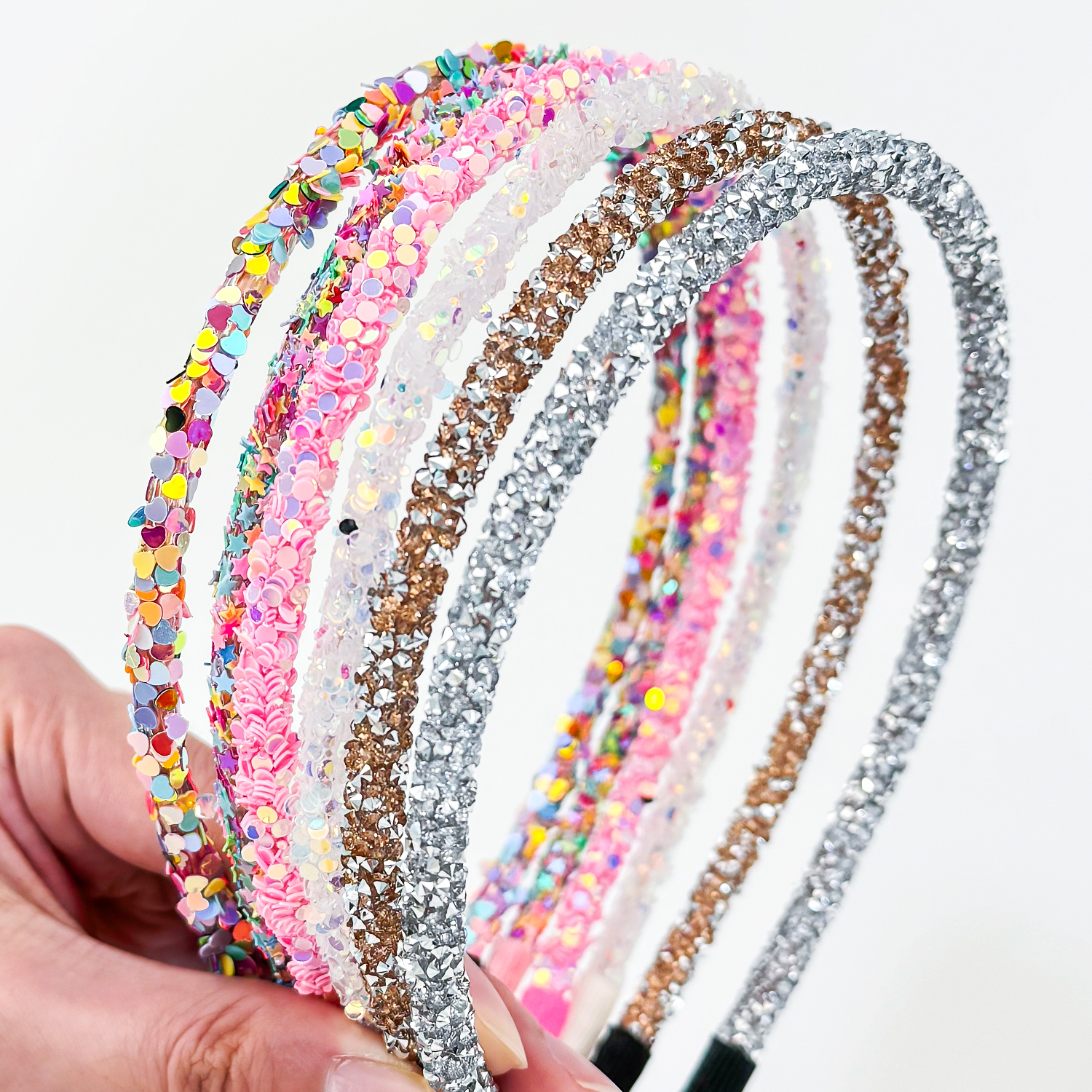 2/6 Uds. Diademas bonitas de estrellas con purpurina, diademas brillantes, diademas de cristal para niñas, decoración de para niños, accesorios para el cabello: Gris