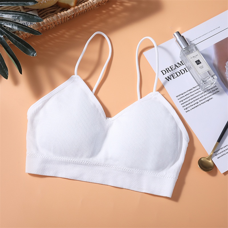 CMENIN Tube Top Cropped Ladies Strapless Tops Ladies Inner Underwear Sexy Solid 7 Colors Cotton Female Underwear B0076: White