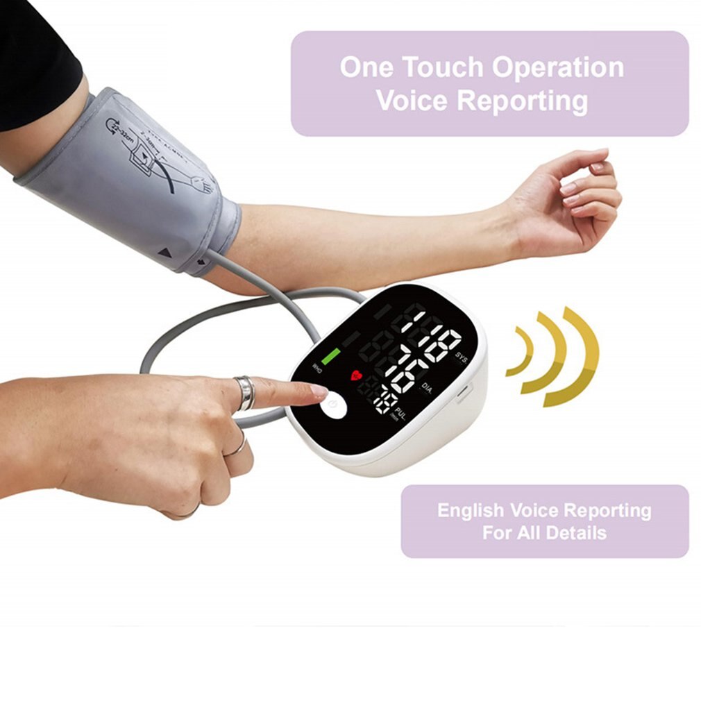 Electronic Home Automatic Detection Sphygmomanometer Digital Measuring Monitor Meter English Voice Broadcast