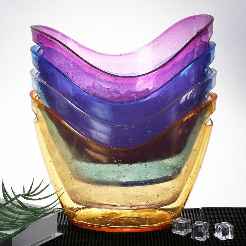 Large Transparent Ice Bucket Portable Fridge Beer Champagne Wine Bucket Ice Grain Bucket Bar Lid Space Saving Cube Maker Tools