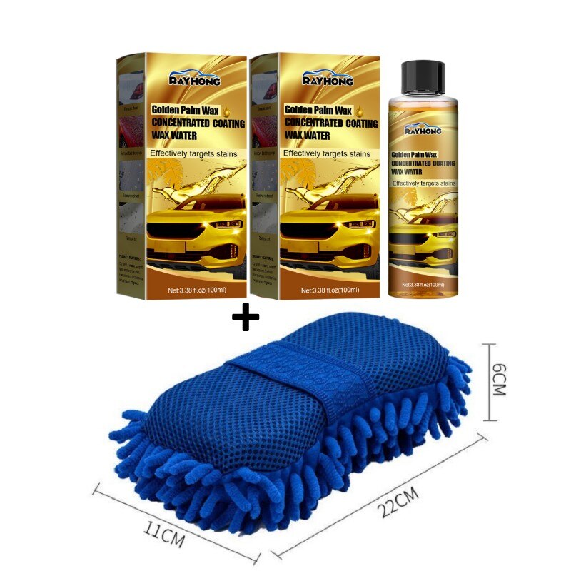 Golden Carnauba Car Wash Wax Super Gloss Ceramic Wax Car Coating Paint Care Polishing Paste Hydrophobic Quick Coat Liquid Wax: 2pcs with Brush
