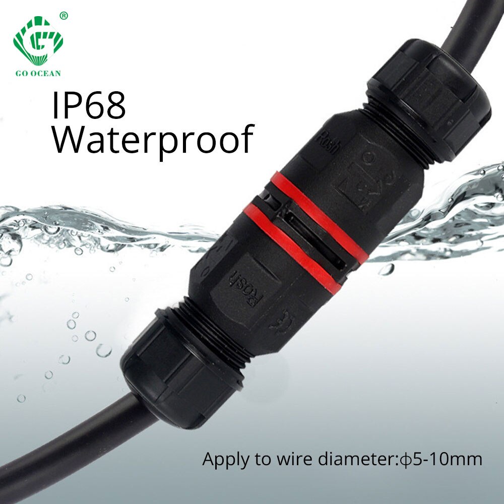 IP68 Waterproof Connector 2pin 3pin Electrical Terminal Adapter AC 40A Sealed Retardant T Shape LED Light Outdoor Wire Connector