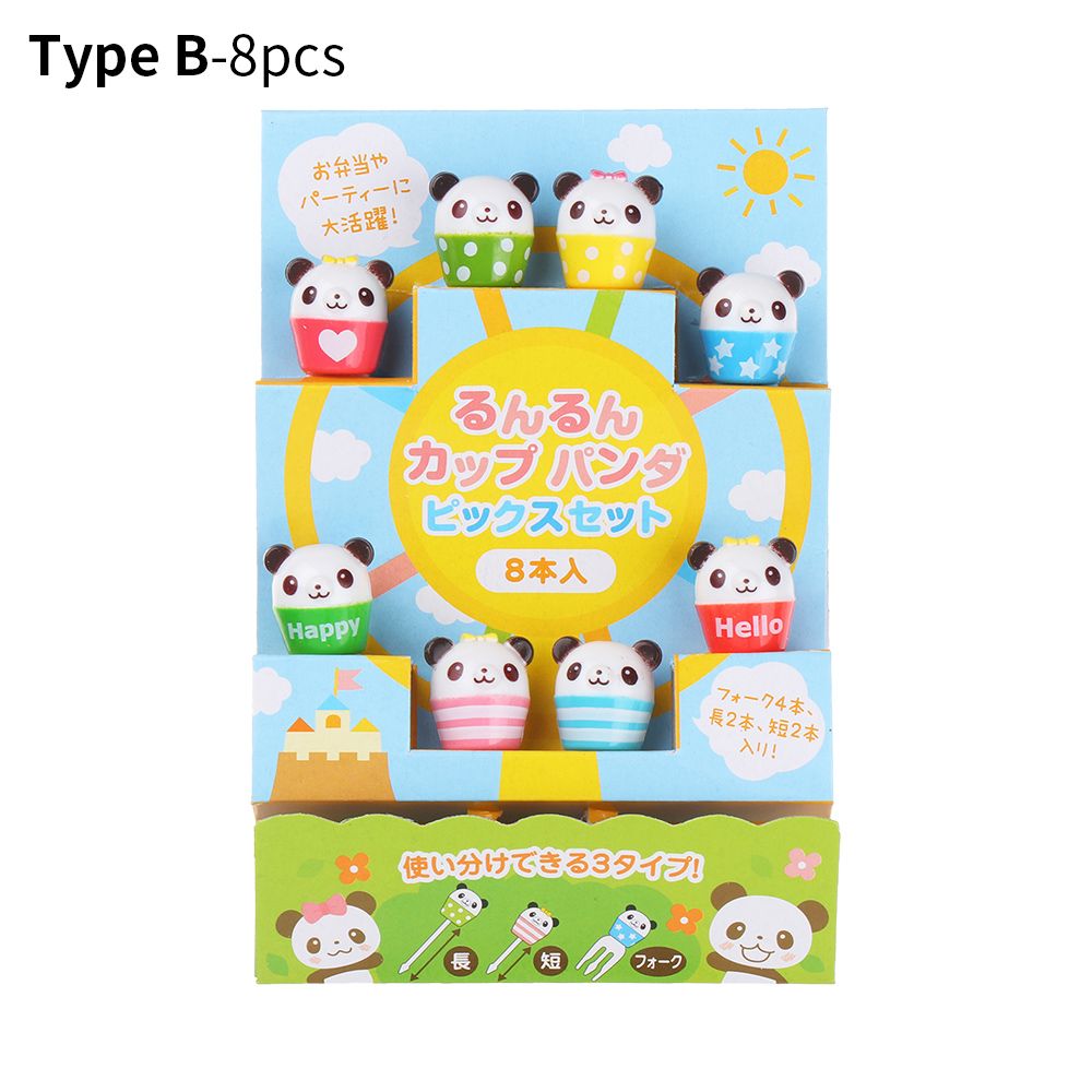 Children Cartoon Fruit Fork Plastic Animal Fruit Fork Picks Mini Snack Cake Dessert Pick Toothpick Bento Lunches Party Decor: Type B-8pcs