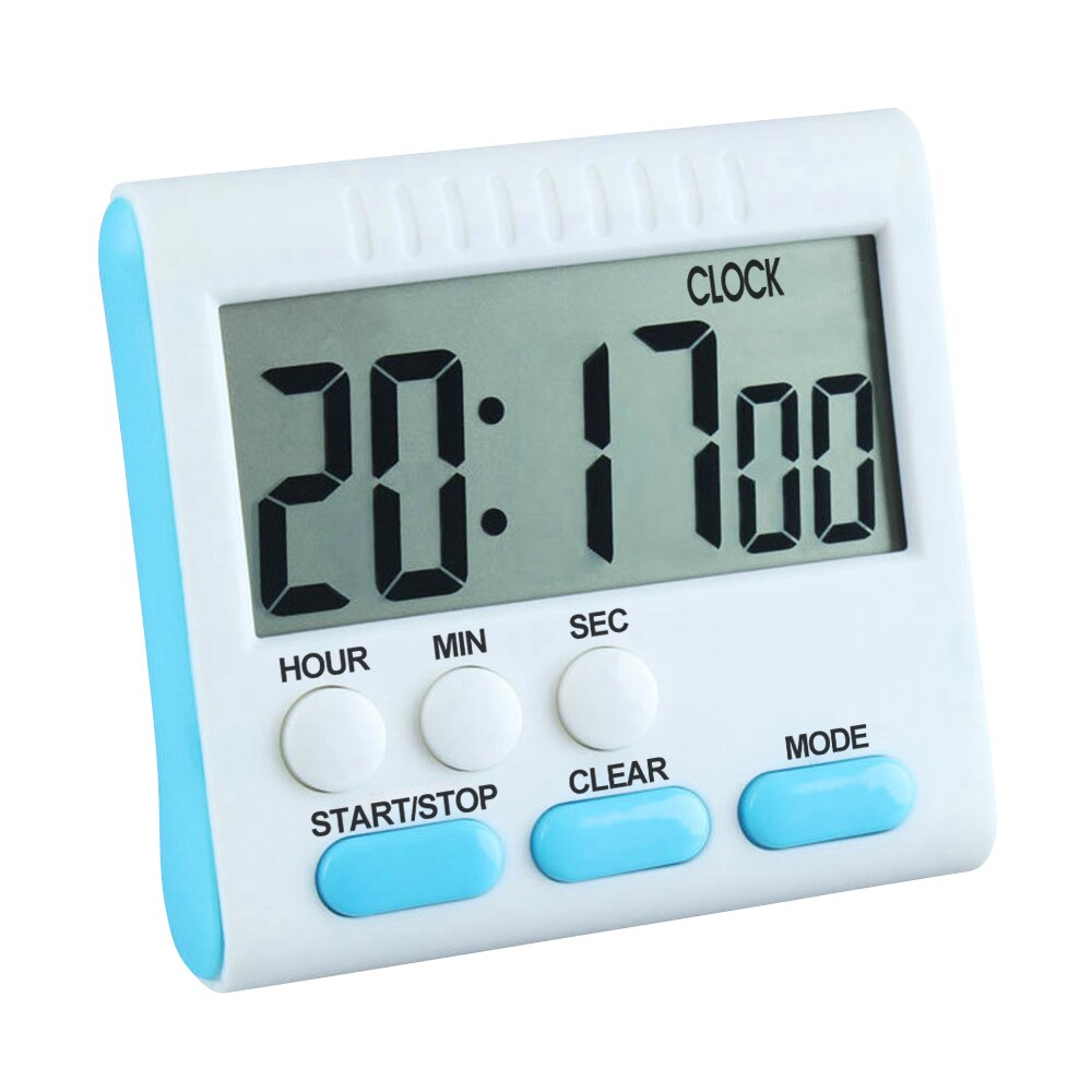 Magnetisk væg stort digitalt lcd køkken æg madlavningstid timer skole nedtælling  up 24 timer brusebad undersøgelse sports kit vækkeur: Blå