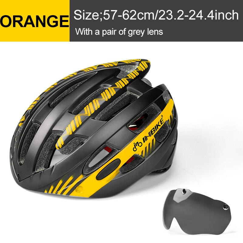 Inbike Fietshelm Mountainbike Rijden Bril Bril Een Stuk Unisex Ultralichte Ademende Helm: Orange 1 Lens