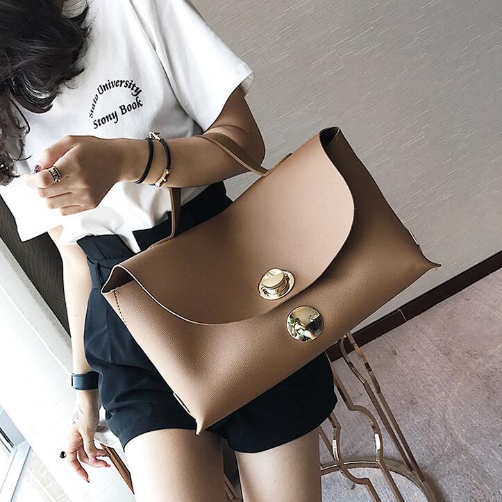 Western style Women Handbags PU leather Women Tote bags Locks Big Bags Commute Simple Boston bag