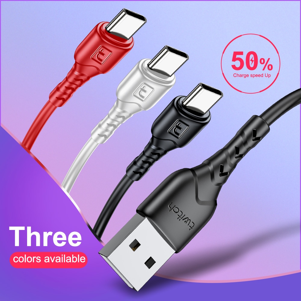 USB Type C Cable For Samsung S10 Huawei P30 Pro Fast Charge Type-C Mobile Phone Charging Wire USB C Cable For Samsung S9 S8 Plus