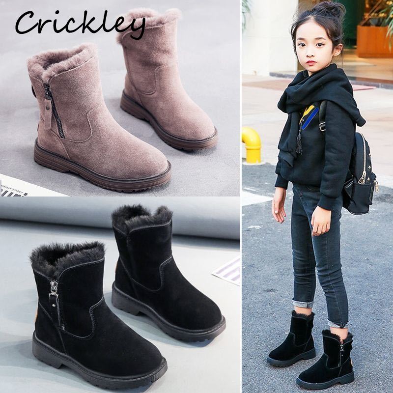 Winter freundlicher Mädchen Martin Stiefel Wildleder Plüsch Warme Bequeme Knöchel Stiefel für freundlicher Mädchen Pelz Stiefel Mädchen Schnee Stiefel