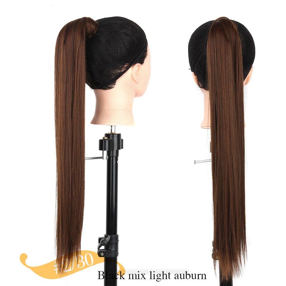 Long Straight Wrap Ponytail Hair 24inch Synthetic Clip in Hairpieces Binding Ponytail Extensions for Women Girls: 2I30